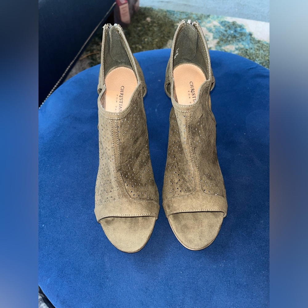 Christian Soriano Green Peep Toe Heels Size 9